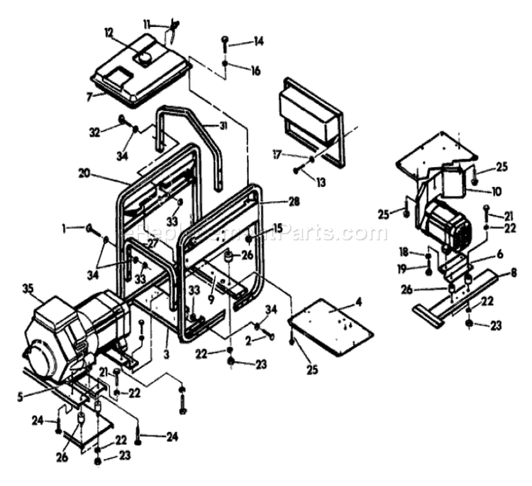 Page B Diagram and Parts List for 9386-1 C8000 Briggs and Stratton Generator